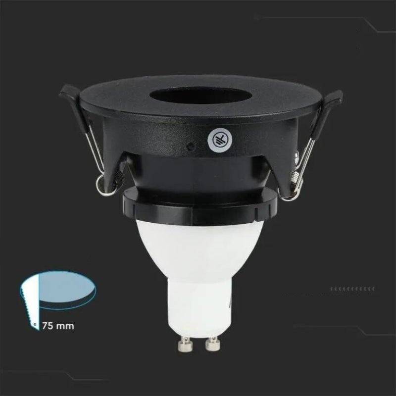 Support Spot Aluminium GU10 LED Rond Noir Orientable ø83 mm - SILAMP-4