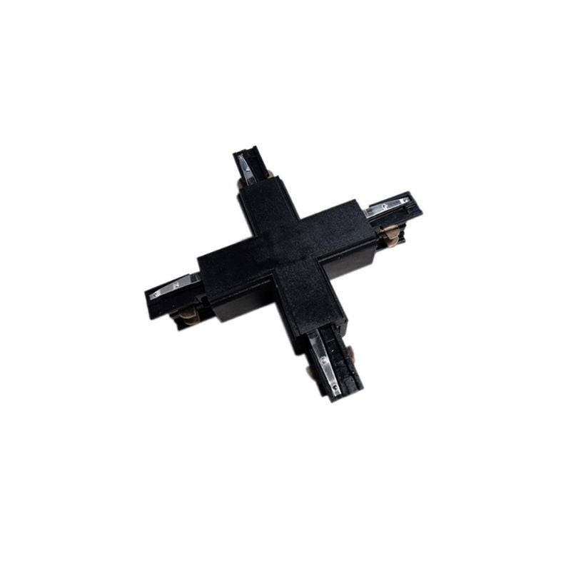 Connecteur LED en X pour Rail Triphasé NOIR - SILAMP-0