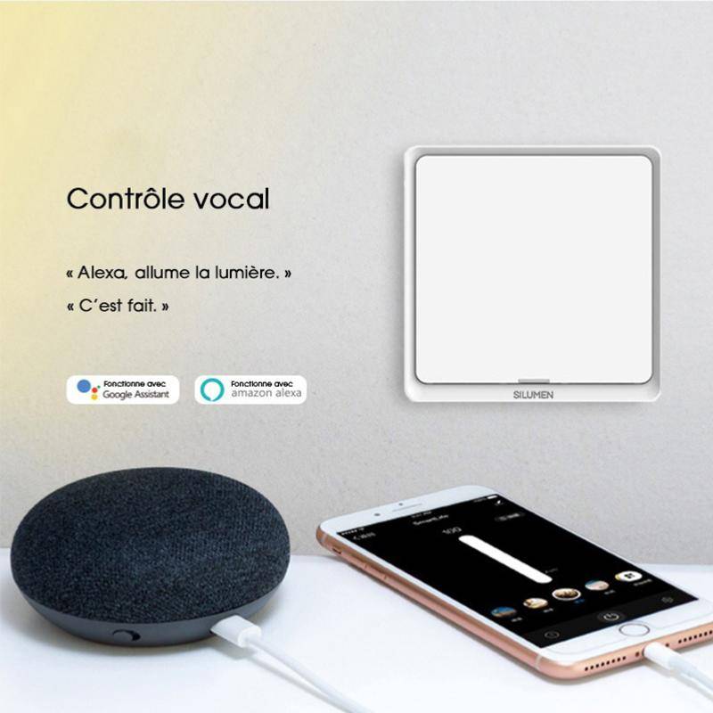Interrupteur Connecté WiFi Simple Poussoir Blanc - SILAMP-1