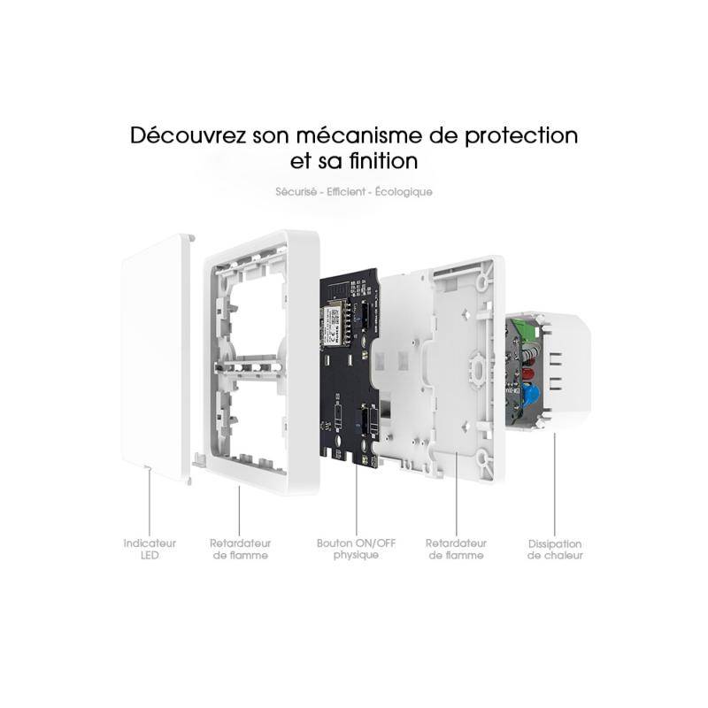 Interrupteur Connecté WiFi Simple Poussoir Blanc - SILAMP-2