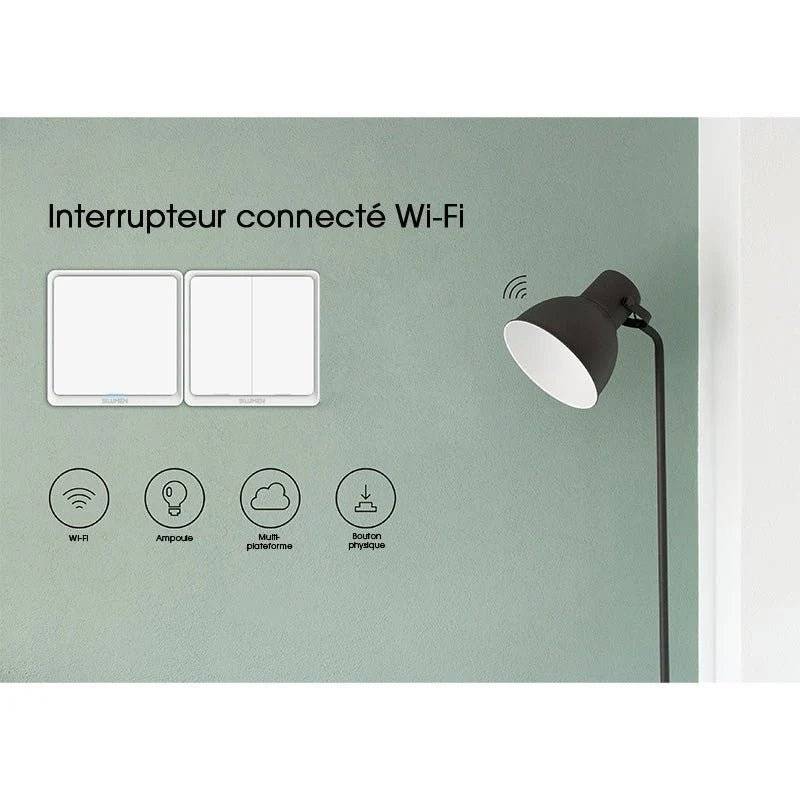 Interrupteur Connecté WiFi Simple Poussoir Blanc - SILAMP-3