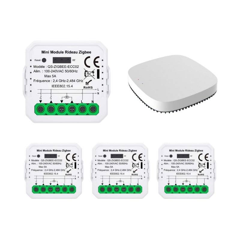 Modules Interrupteur pour Volet Roulant Zigbee (4 pièces) + 1 passerelle Zigbee - SILAMP-0