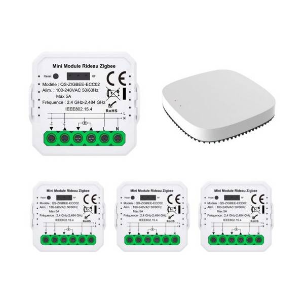 Modules Interrupteur pour Volet Roulant Zigbee (4 pièces) + 1 passerelle Zigbee - SILAMP