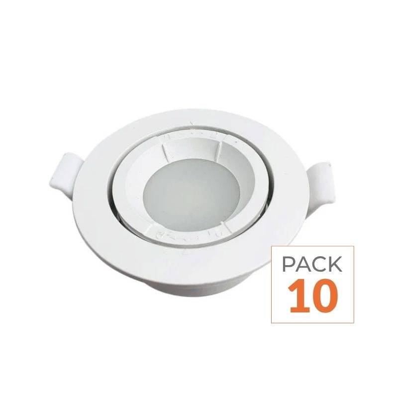 Pack de 10 - Support Spot Encastrable GU10 LED Orientable Rond BLANC - SILAMP-0