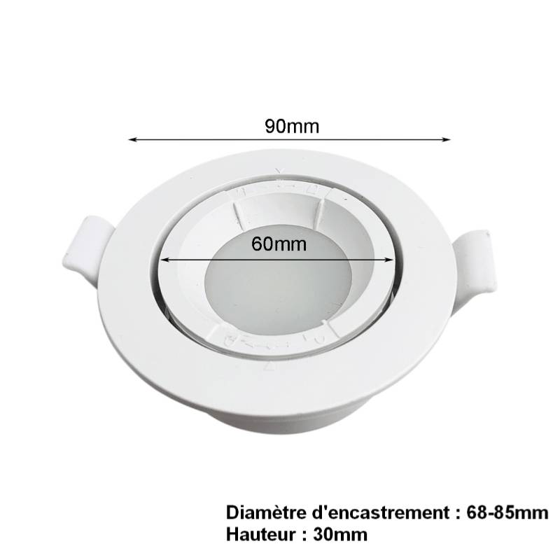 Pack de 10 - Support Spot Encastrable GU10 LED Orientable Rond BLANC - SILAMP-2