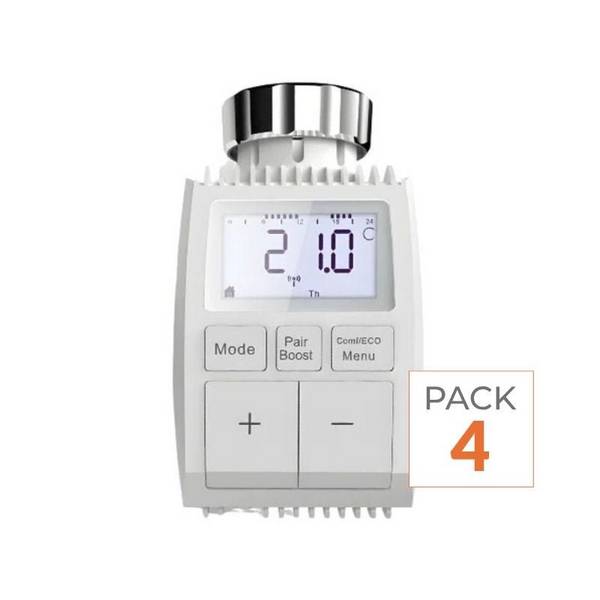 Tête Thermostatique Connectée ZigBee Universelle avec Ecran LCD (Lot de 4) - SILAMP