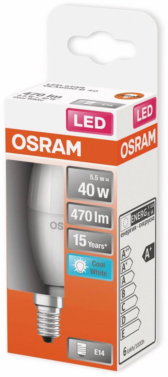 OSRAM 4058075431058 LED CEE F (A - G) E14 forme de flamme 4.9 W = 40 W blanc neutre (Ø x H) 37 mm x 100 mm 1 pc(s)-1