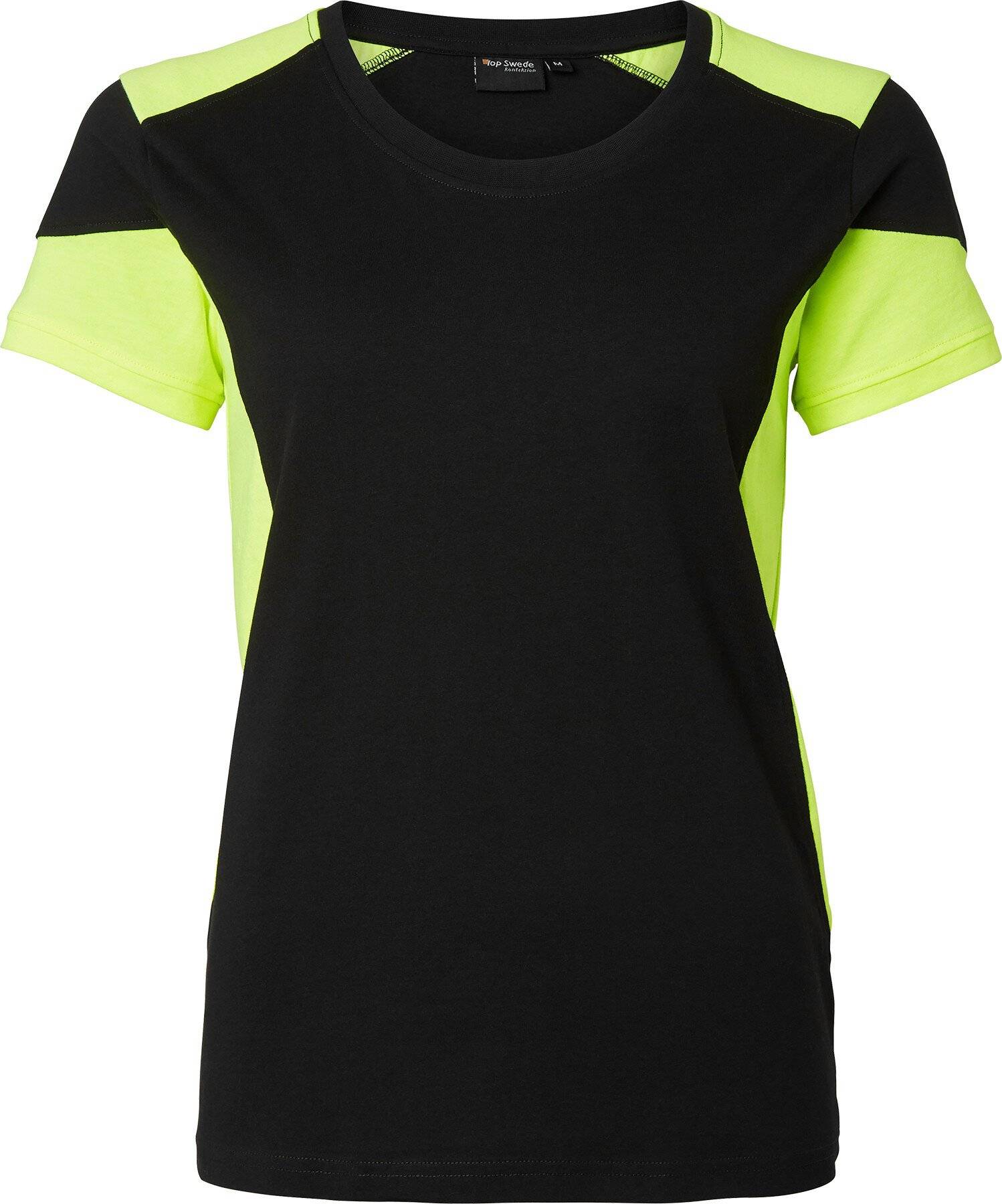 211 T-shirt, femme, noir/jaune fluorescent, XL-0