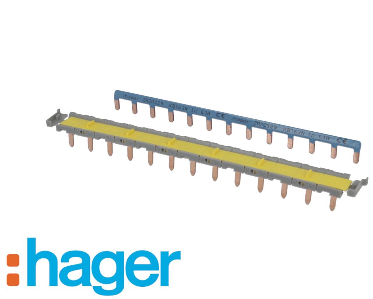 Peigne horizontal 13 modules phase + neutre Hager - KBS763-1