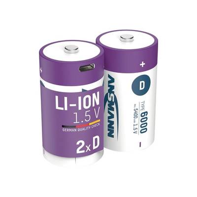 Batterie Ansmann Li-ion Mono D 1,5V 6000mAh, 1314-0005, blister de 2-0