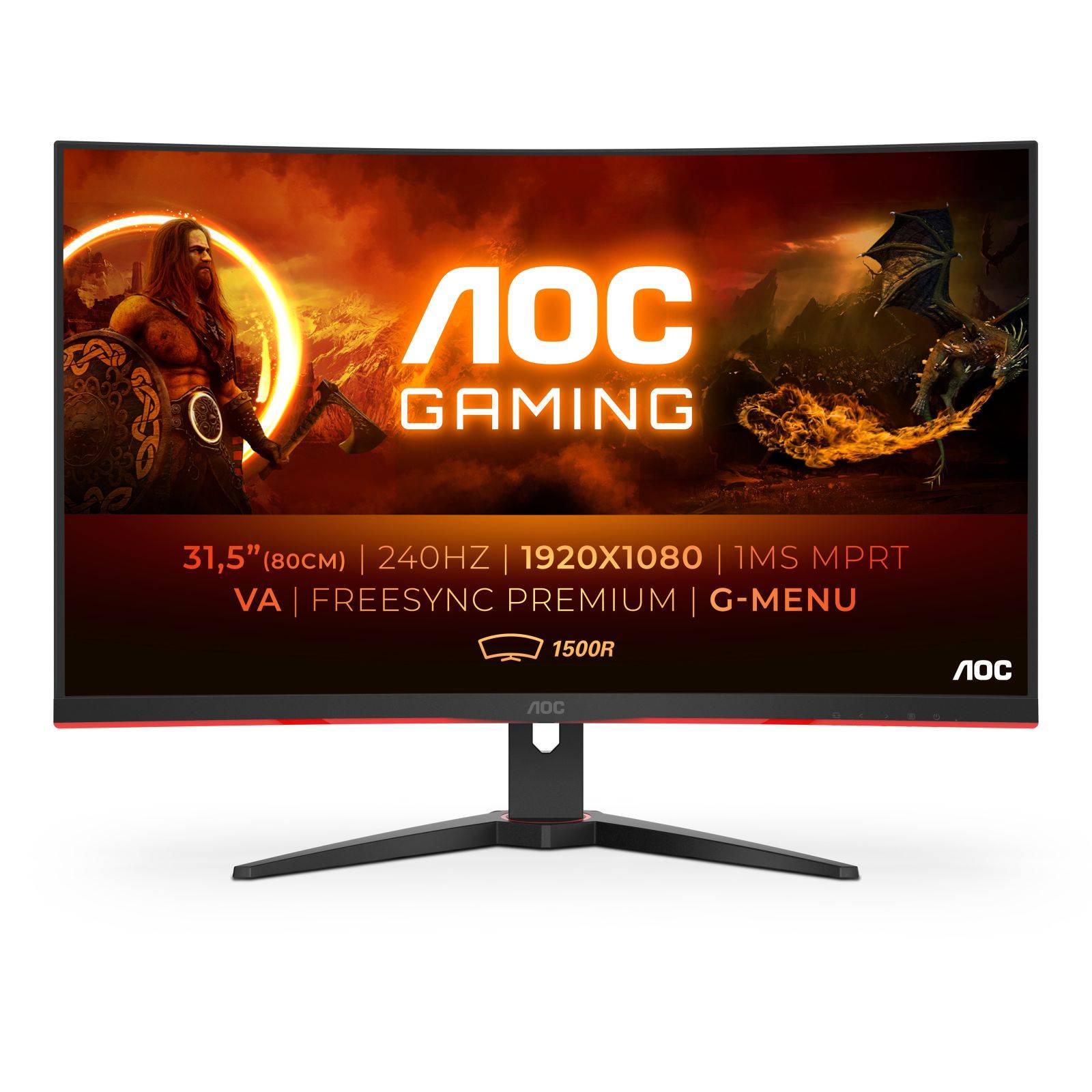 AOC G2 C32G2ZE/BK, 80 cm (31.5"), 1920 x 1080 pixels, Full HD, LED, 4 ms, Noir, Rouge-0