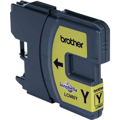 Cartouche d'encre Brother, modèle LC980Y en jaune, avec le logo 'innobella'.