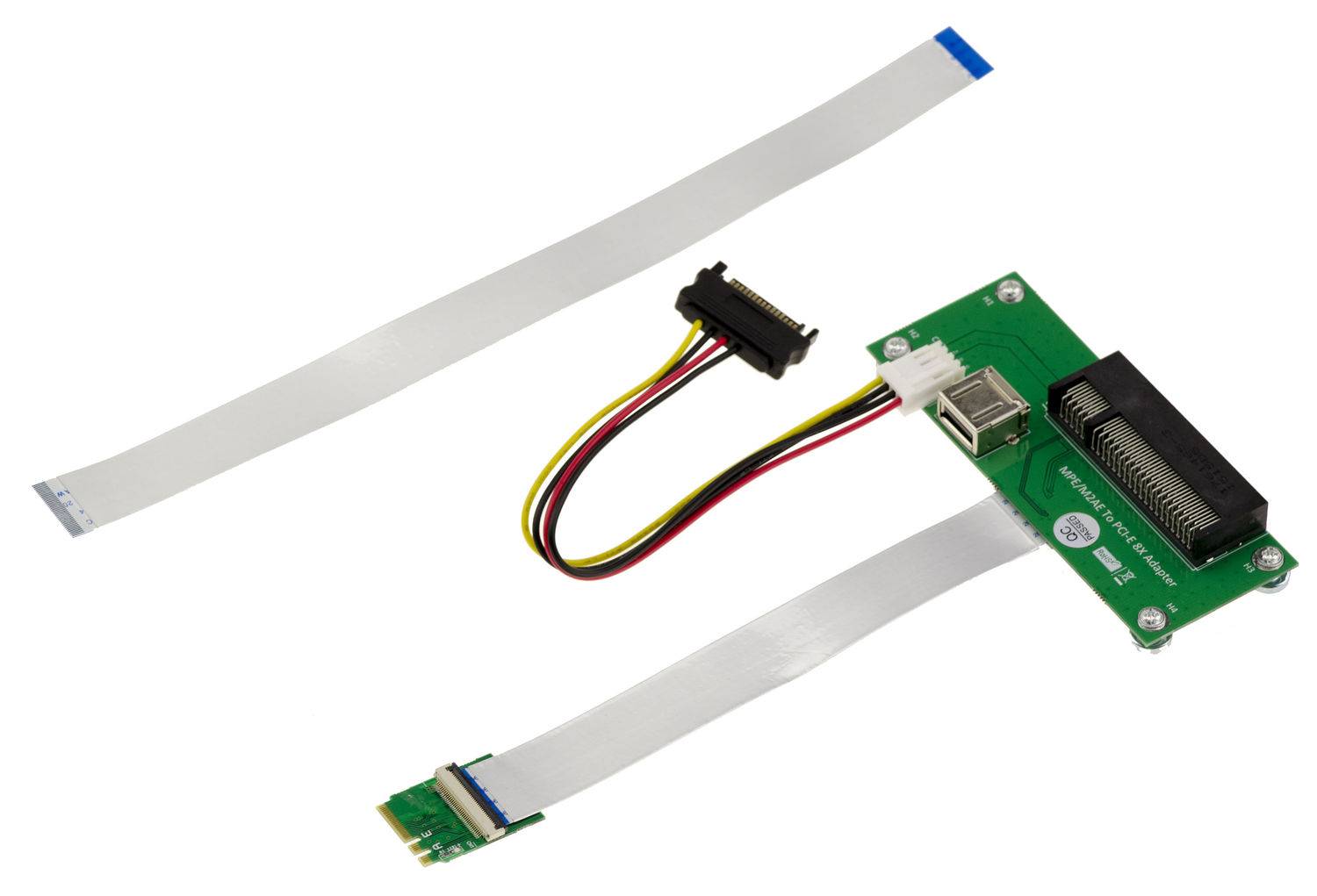 Adaptateur Riser PCIe x8 vers M2 E A Key avec nappe blindée 15cm ou 25cm-0