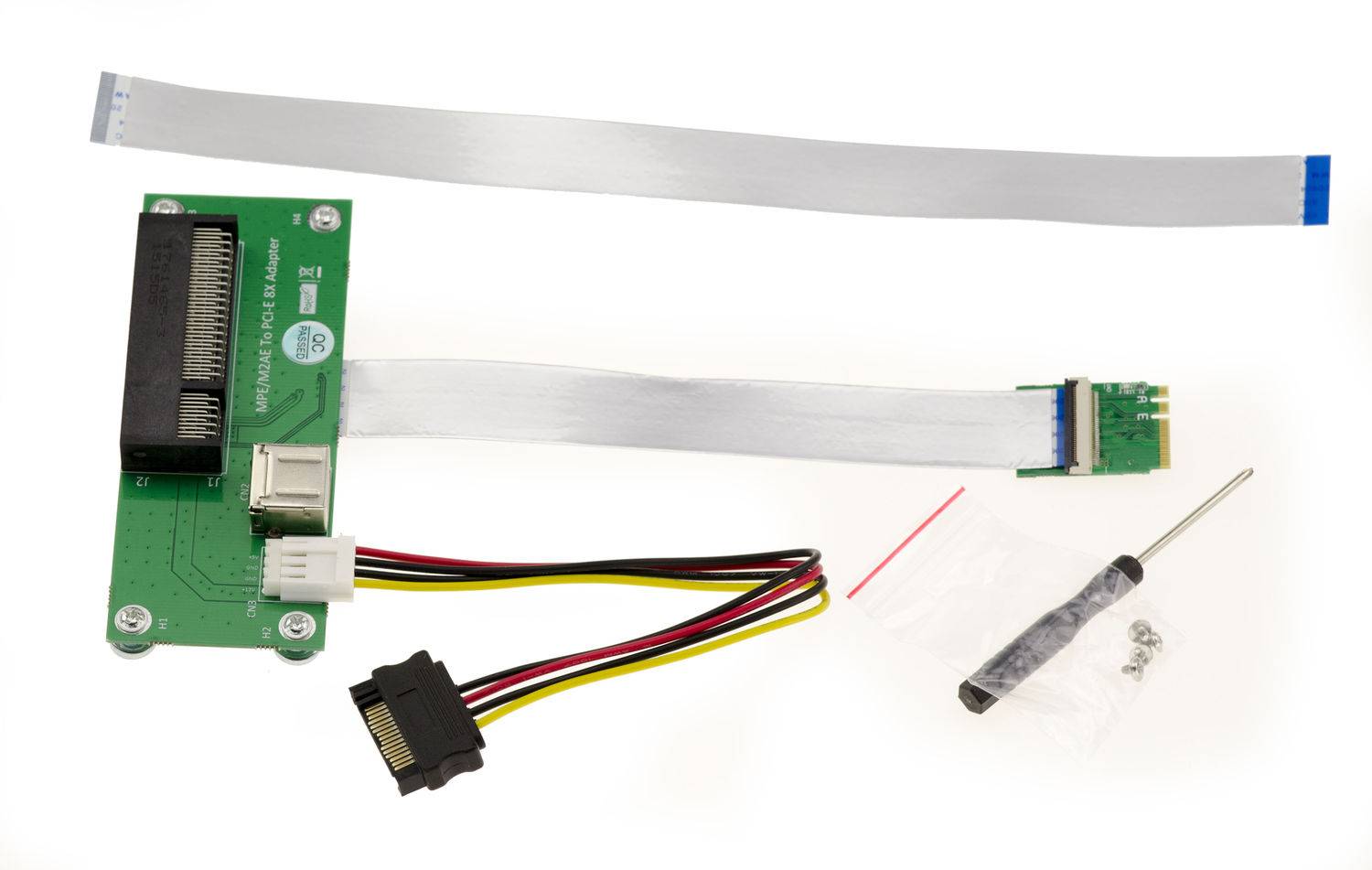 Adaptateur Riser PCIe x8 vers M2 E A Key avec nappe blindée 15cm ou 25cm-2