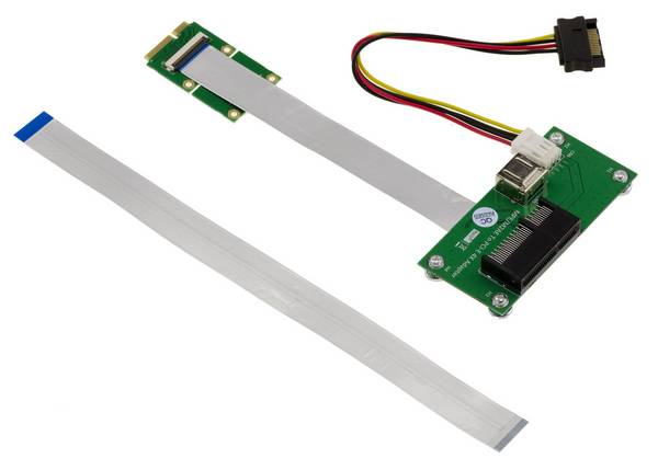 Adaptateur riser PCIe x4 vers miniPCIe avec nappe blindée 15cm ou 25cm