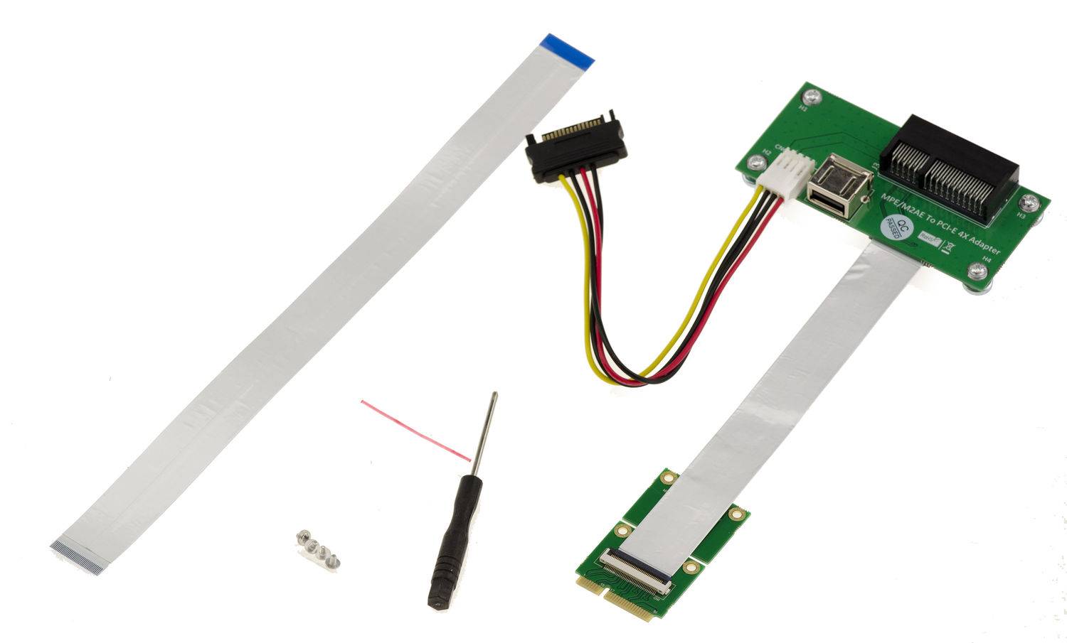 Adaptateur riser PCIe x4 vers miniPCIe avec nappe blindée 15cm ou 25cm-2