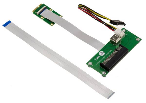Adaptateur riser PCIe x8 vers miniPCIe avec nappe blindée 15cm ou 25cm