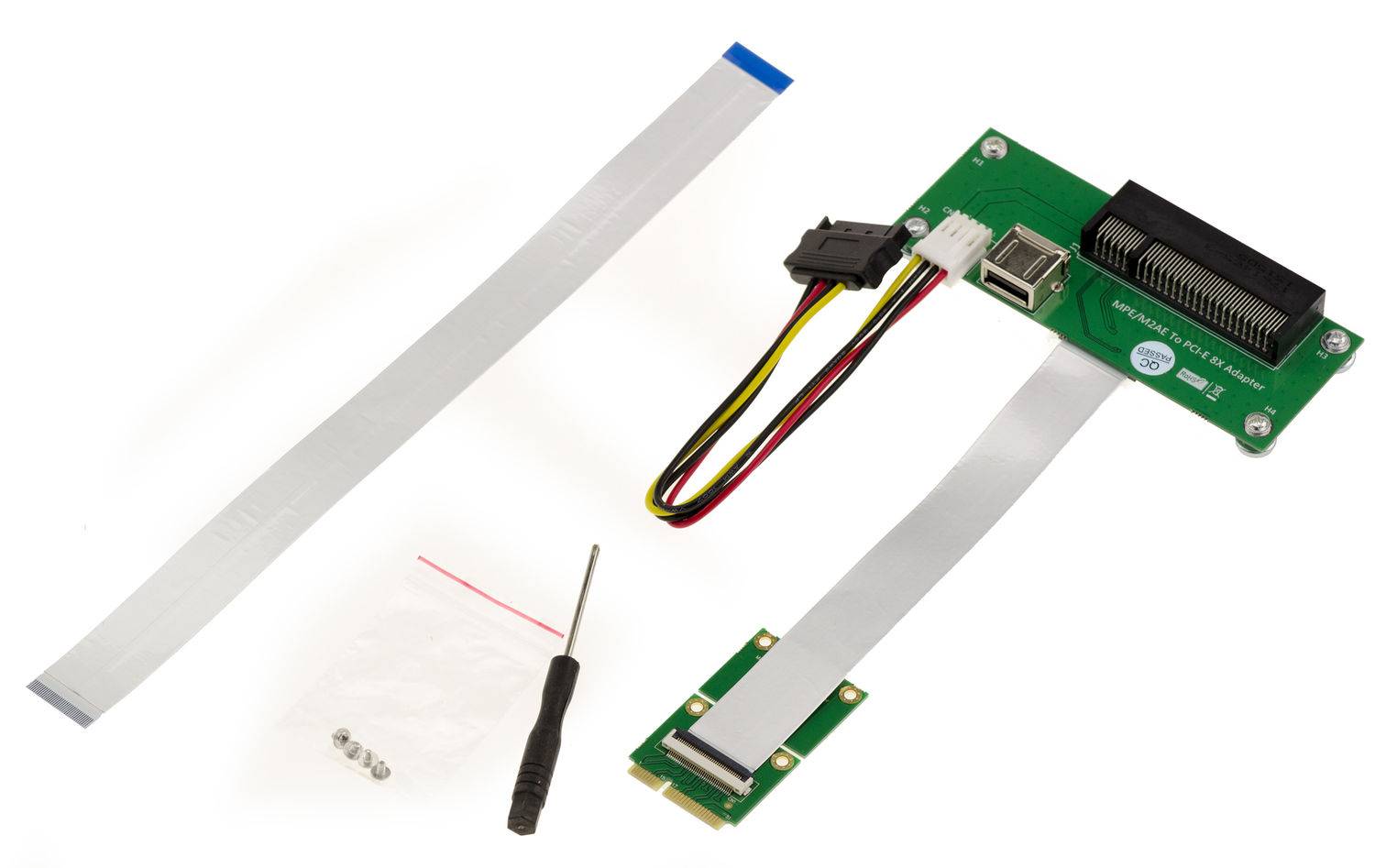 Adaptateur riser PCIe x8 vers miniPCIe avec nappe blindée 15cm ou 25cm-2