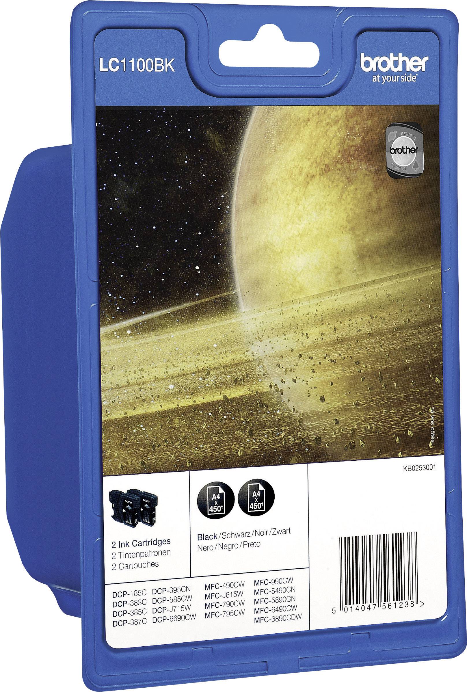 Brother Encre LC-1100BK d'origine paquet de 2 noir LC1100BKBP2DR