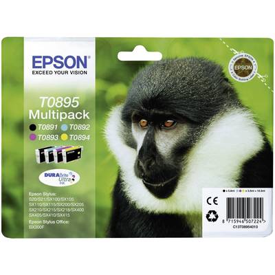 Epson Encre T0895 d'origine pack bundle noir, cyan, magenta, jaune C13T08954010