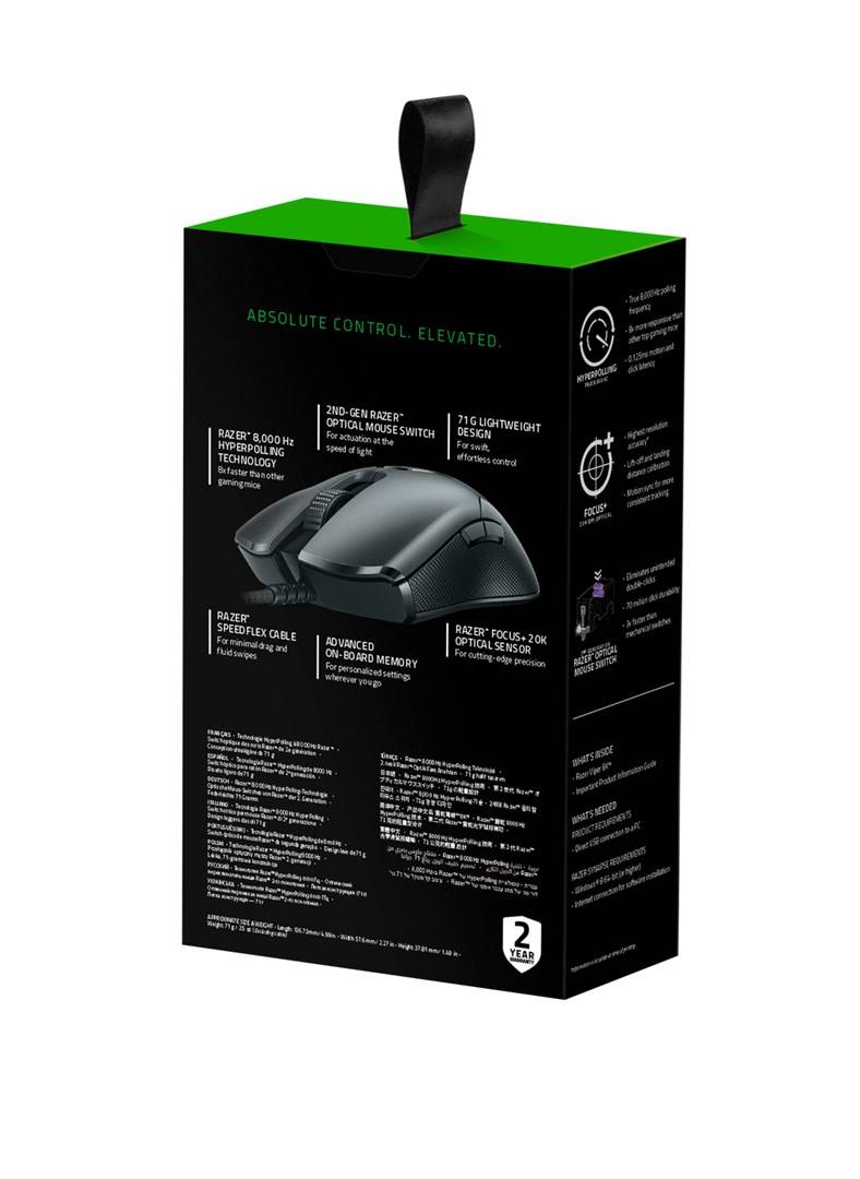 Razer Viper, Droitier, Optique, USB Type-A, 20000 DPI, Noir-4