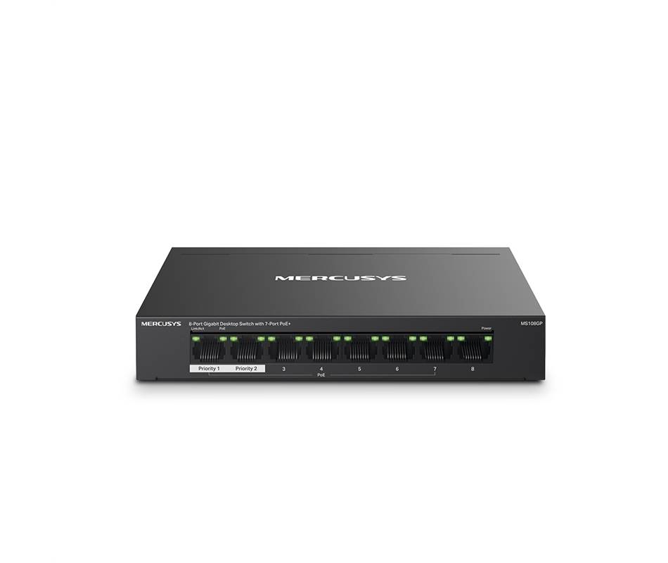 Mercusys MS108GP, Géré, Gigabit Ethernet (10/100/1000), Full duplex, Connexion Ethernet, supportant l'alimentation via c-3