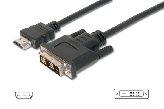 Digitus HDMI / DVI Câble adaptateur Fiche mâle HDMI-A, Fiche mâle DVI-D 18+1 pôles 5.00 m noir AK-330300-050-S vissable -5