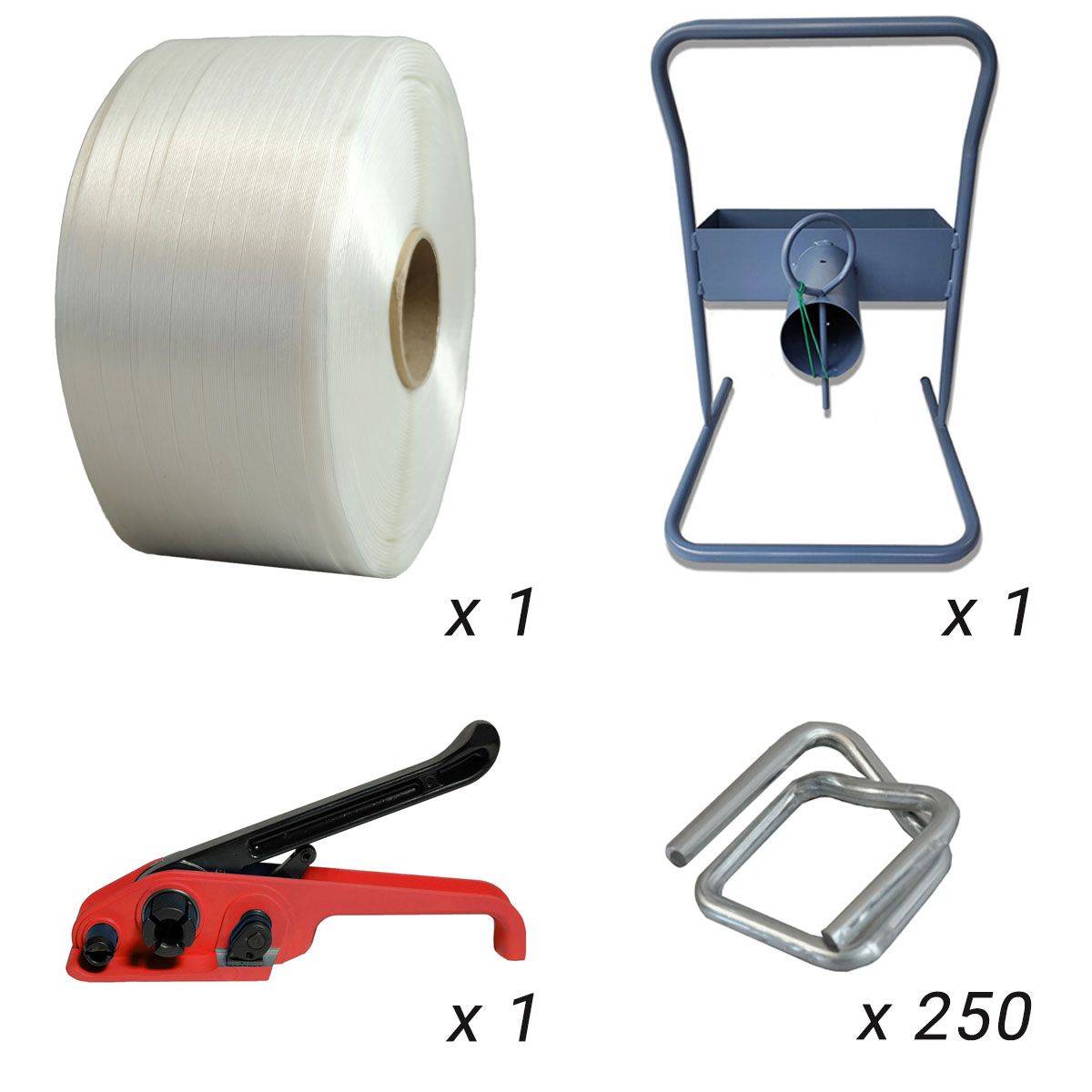 Kit 1 Feuillard fil à fil 16mm x 850m + tendeur + dévidoir + boucles - TECPLAST-3