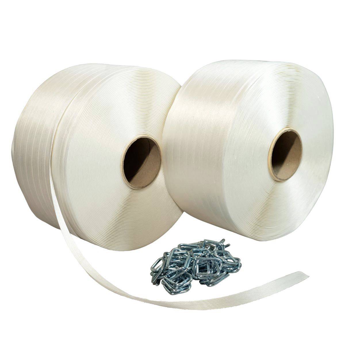 Pack 2 Feuillards fil à fil 13 mm x 1100m + 250 Boucles OFFERTES - TECPLAST PFF2-0