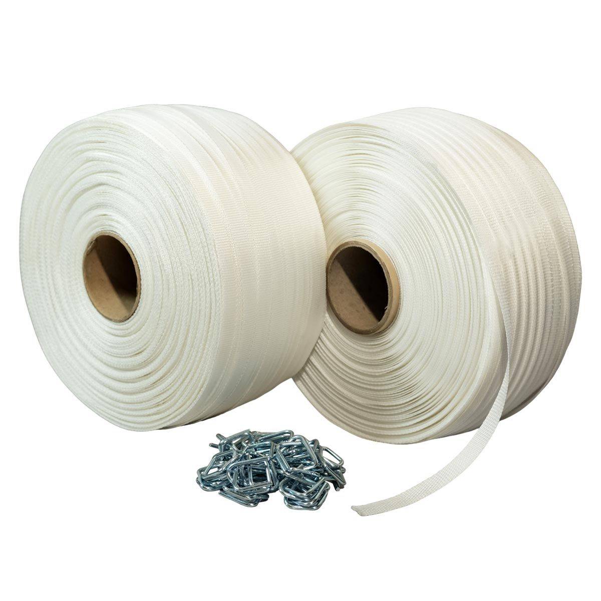 Pack 2 Feuillards tressés 13 mm x 1100 m + 250 Boucles OFFERTES - TECPLAST PFT2-0