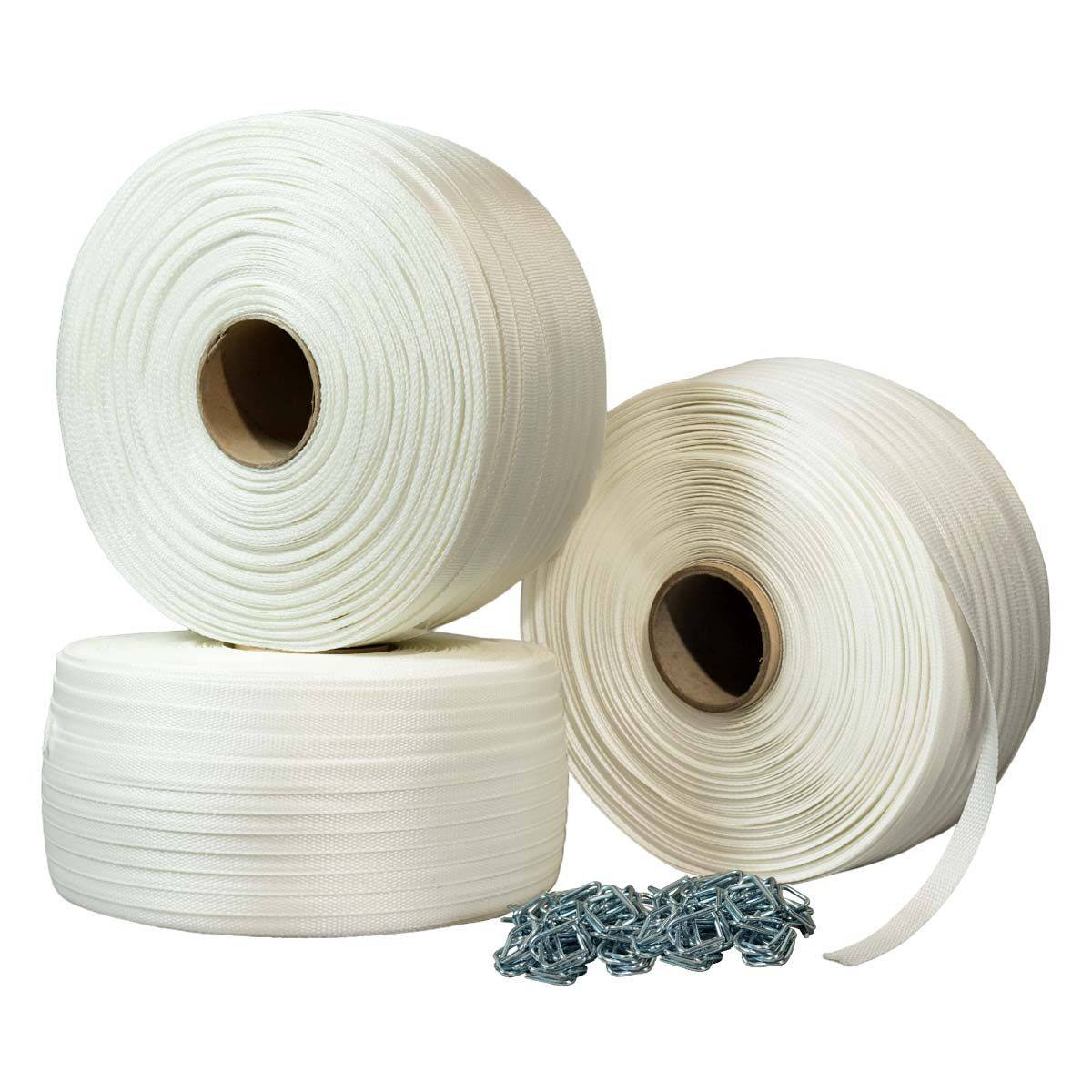 Pack 3 Feuillards tressés 19 mm x 500 m + 500 Boucles OFFERTES - TECPLAST PFT3-0