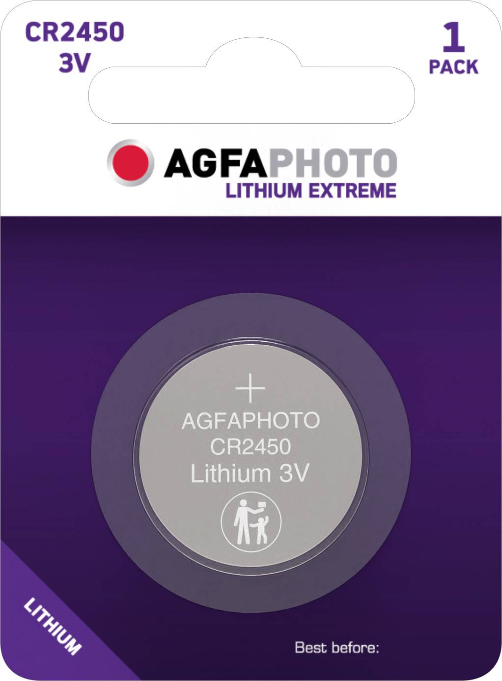 Agfaphoto Batterie au lithium, pile bouton, CR2450, 3V Extreme, blister de vente au détail (1 paquet)-0