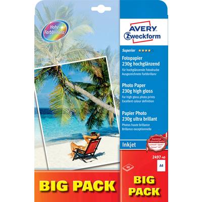 Avery-Zweckform Superior Photo Paper Inkjet 2497-40 Papier photo DIN A4 230 g/m² 40 feuille(s) ultra-brillant