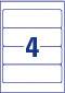 Numéro quatre dans un design simple, rectangulaire avec une bordure bleue et des lignes horizontales.