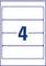 Numéro quatre dans un design simple, rectangulaire avec une bordure bleue et des lignes horizontales.