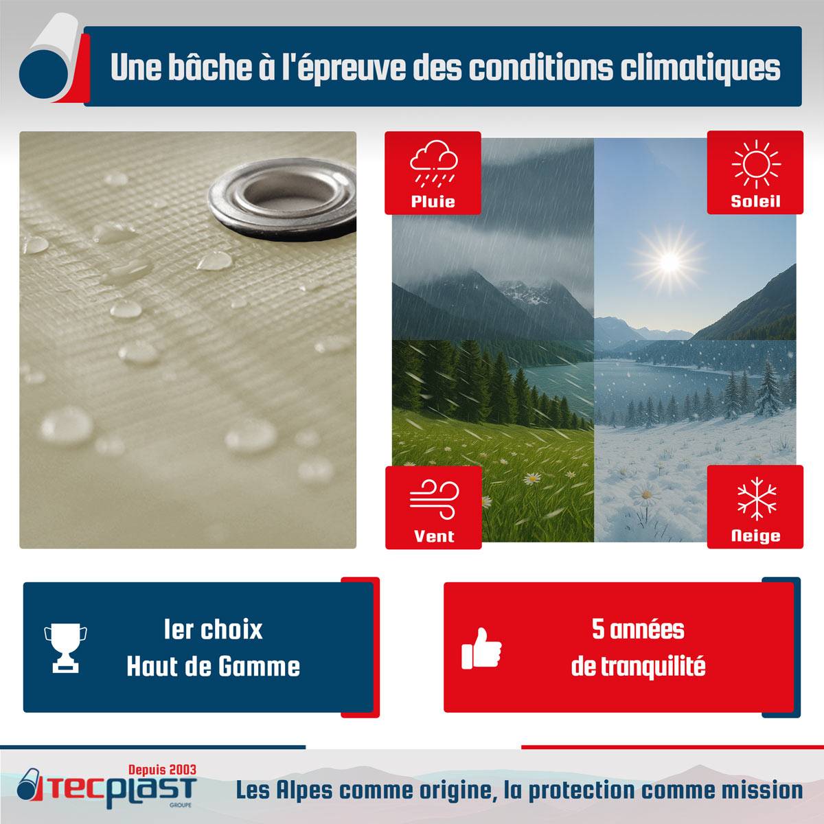 Bâche pour carport Tecplast lp506cp 2x3 m - blanc crème - garantie 5 ans-2