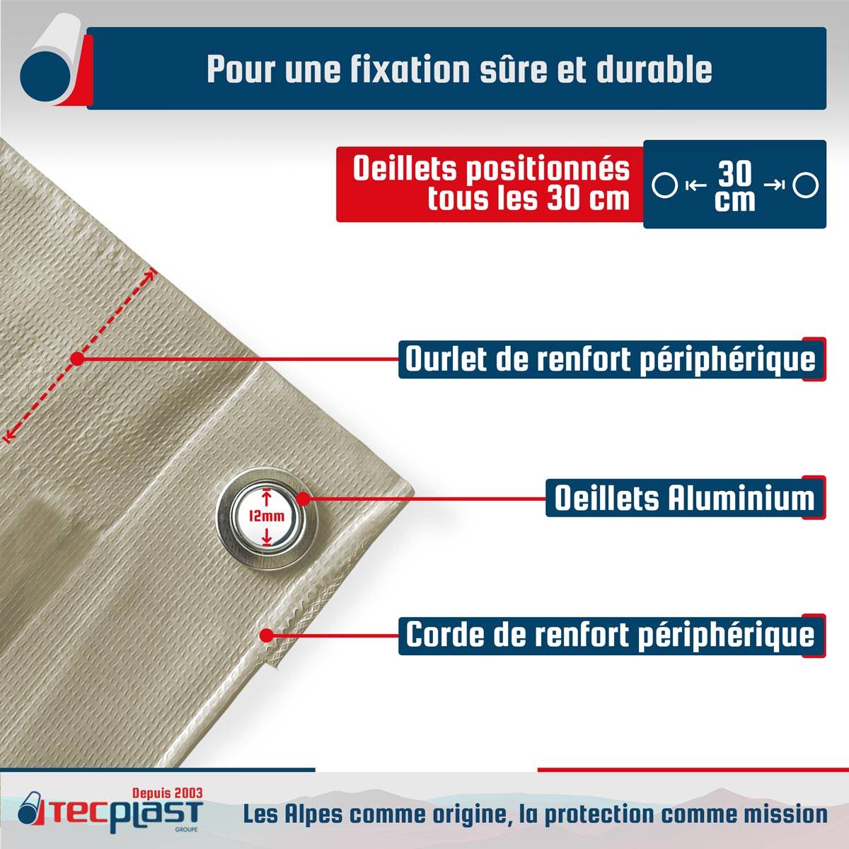 Bâche pour carport Tecplast lp506cp 2x3 m - blanc crème - garantie 5 ans-3