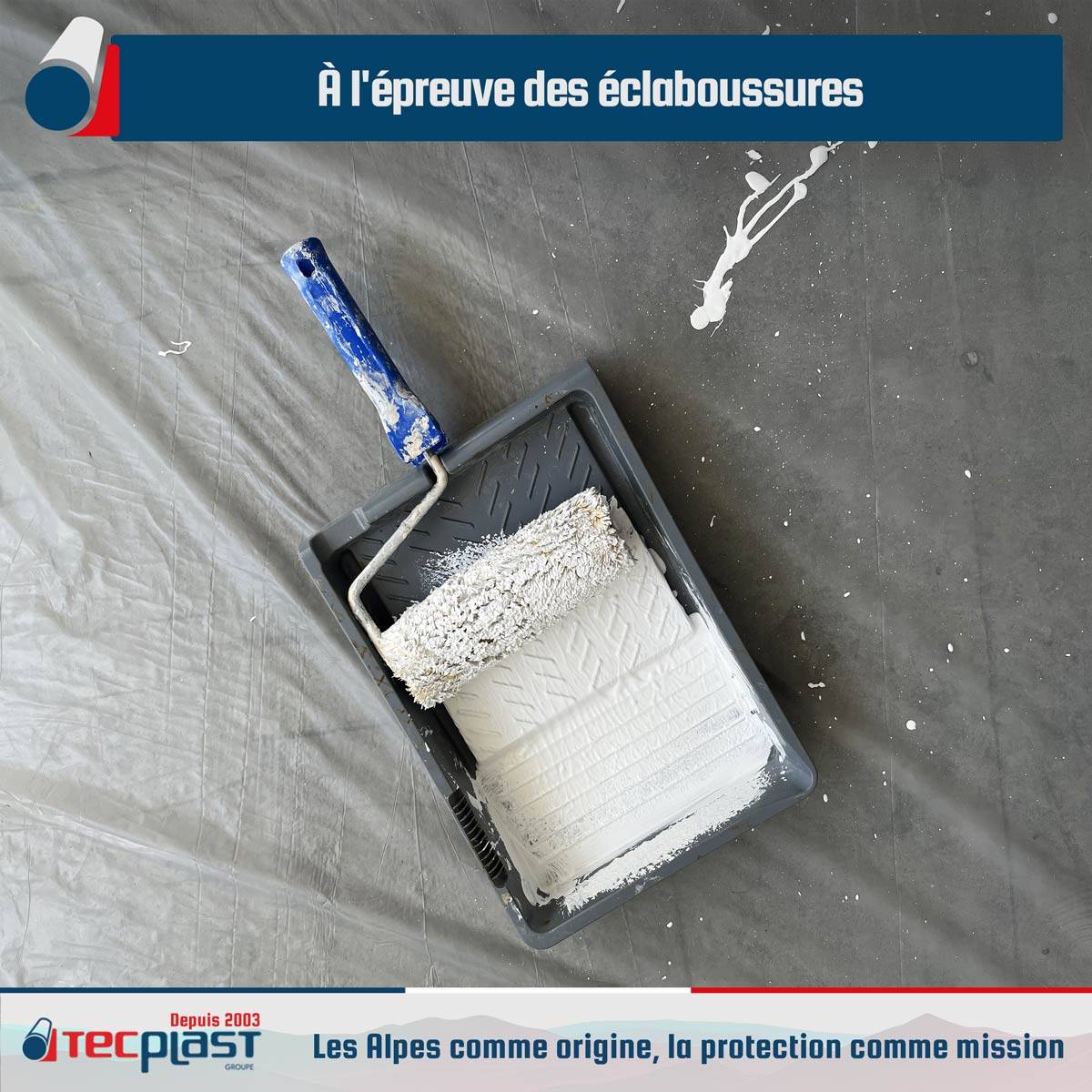 Bâche peinture en ROULEAU 3x15 m - Haute Qualité TECPLAST 80RPE - Made in France-4