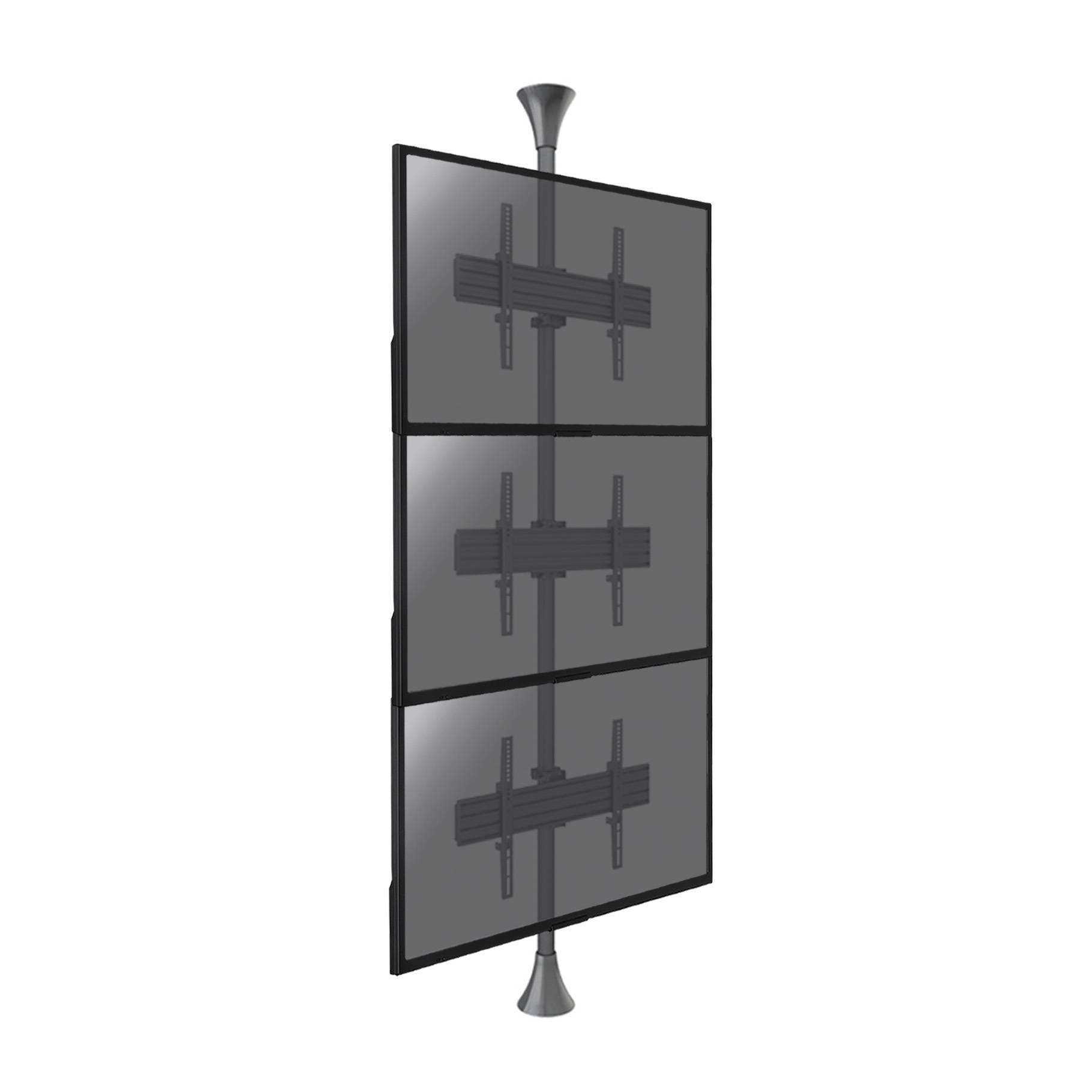 Support sol-plafond inclinable pour 3 écrans TV 32'' - 75'' - Vesa max 600x400-0