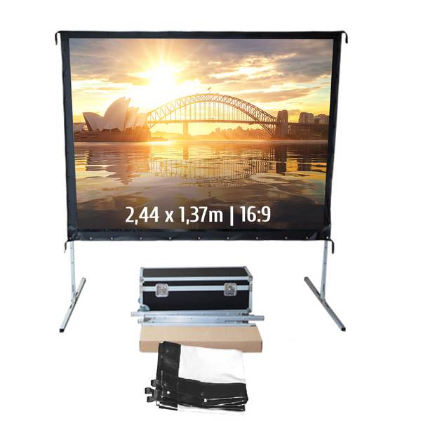 Ecran de projection valise 2,44 x 1,37m - Format 16:9 - Toile Avant