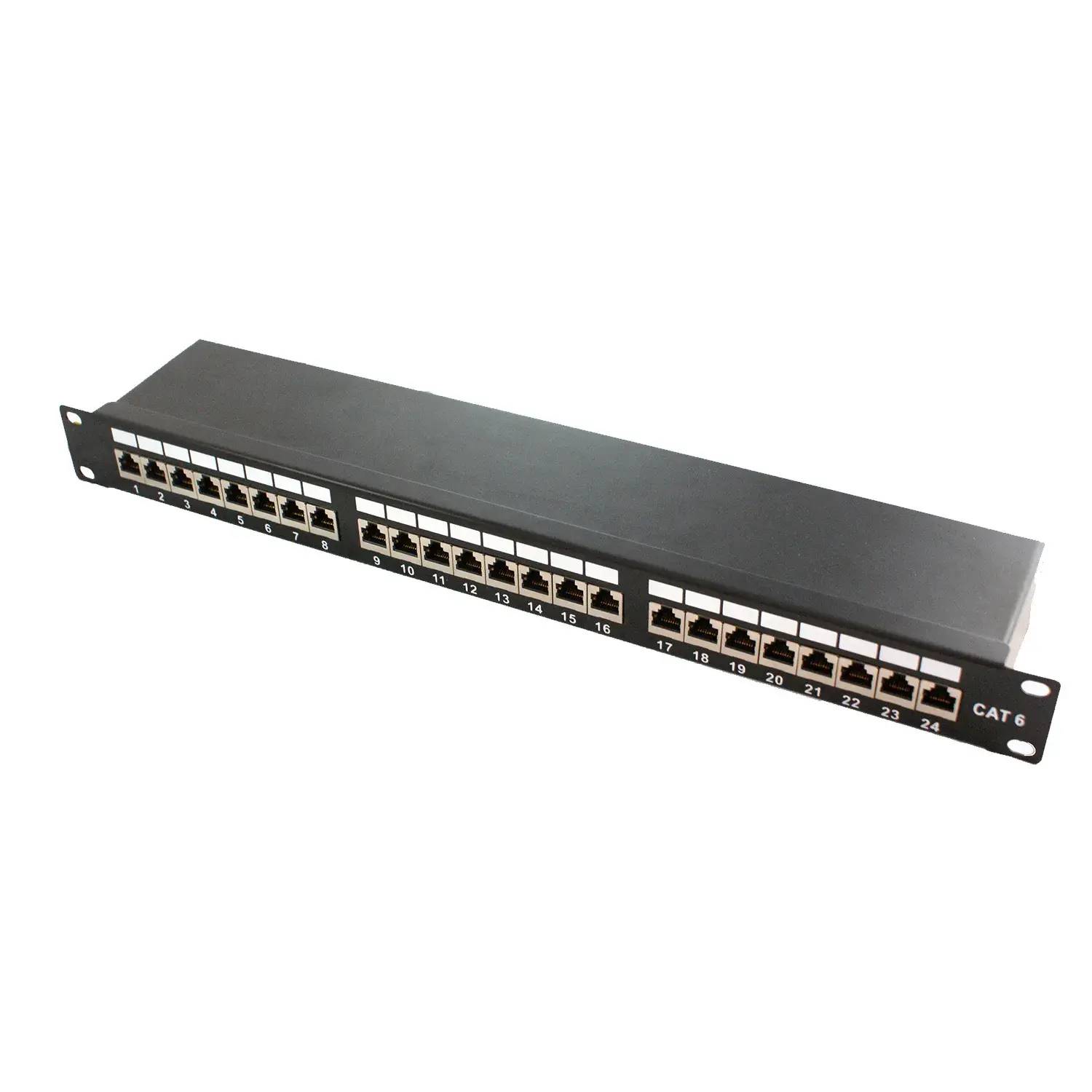 Panneau de brassage rack 19'', 24 ports RJ45, cat.6, Blindé-0
