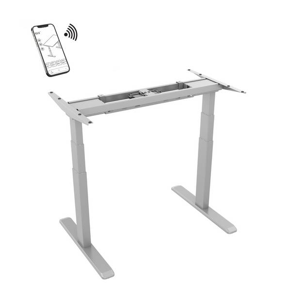 Pied de bureau motorisé assis-debout, Hauteur 62- 128 cm, Gris
