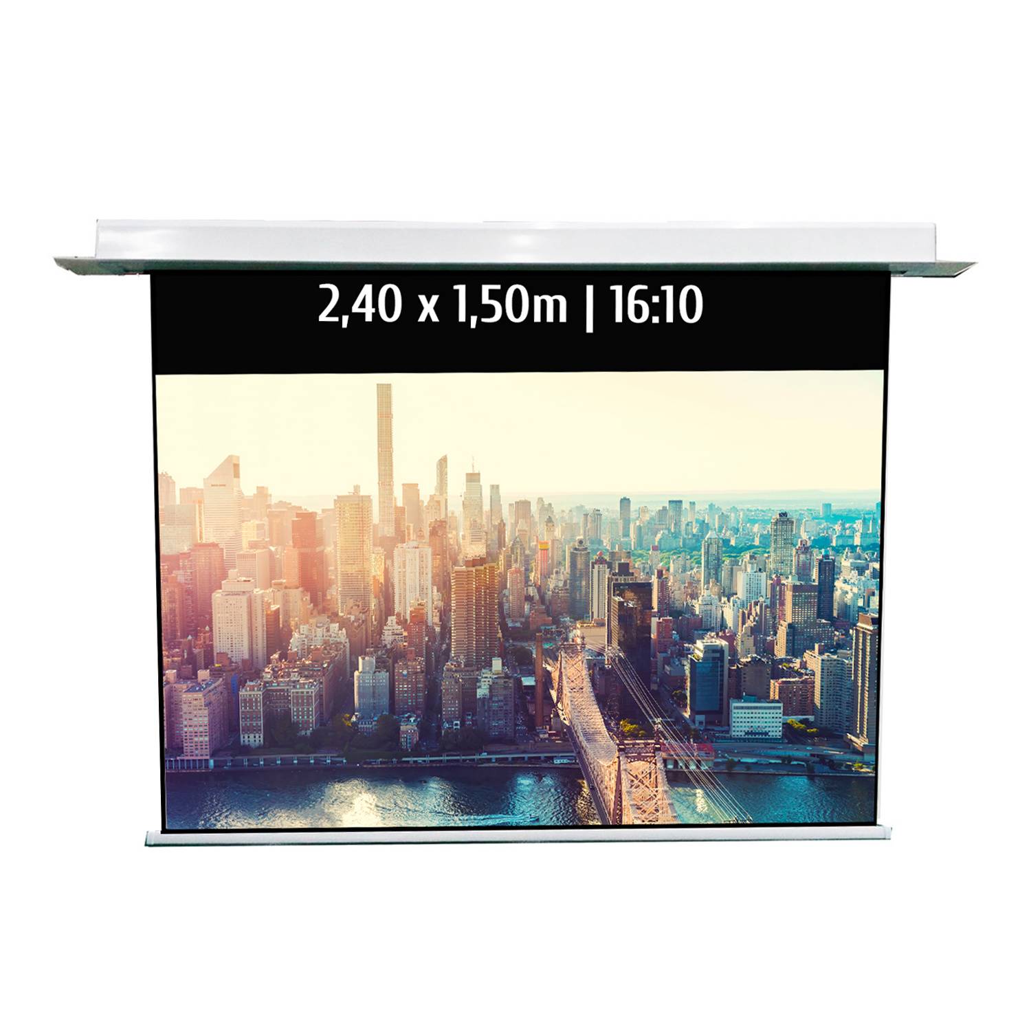Ecran de projection motorisé encastrable 2,40 x 1,50m - Format 16:10 - Wi-Fi-0