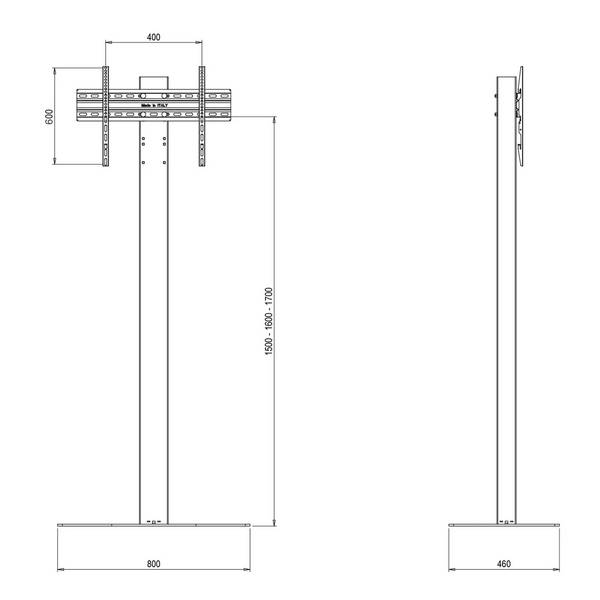 Support vitrine pour écran TV 32''-65'' - A poser - Vesa 400x600 max
