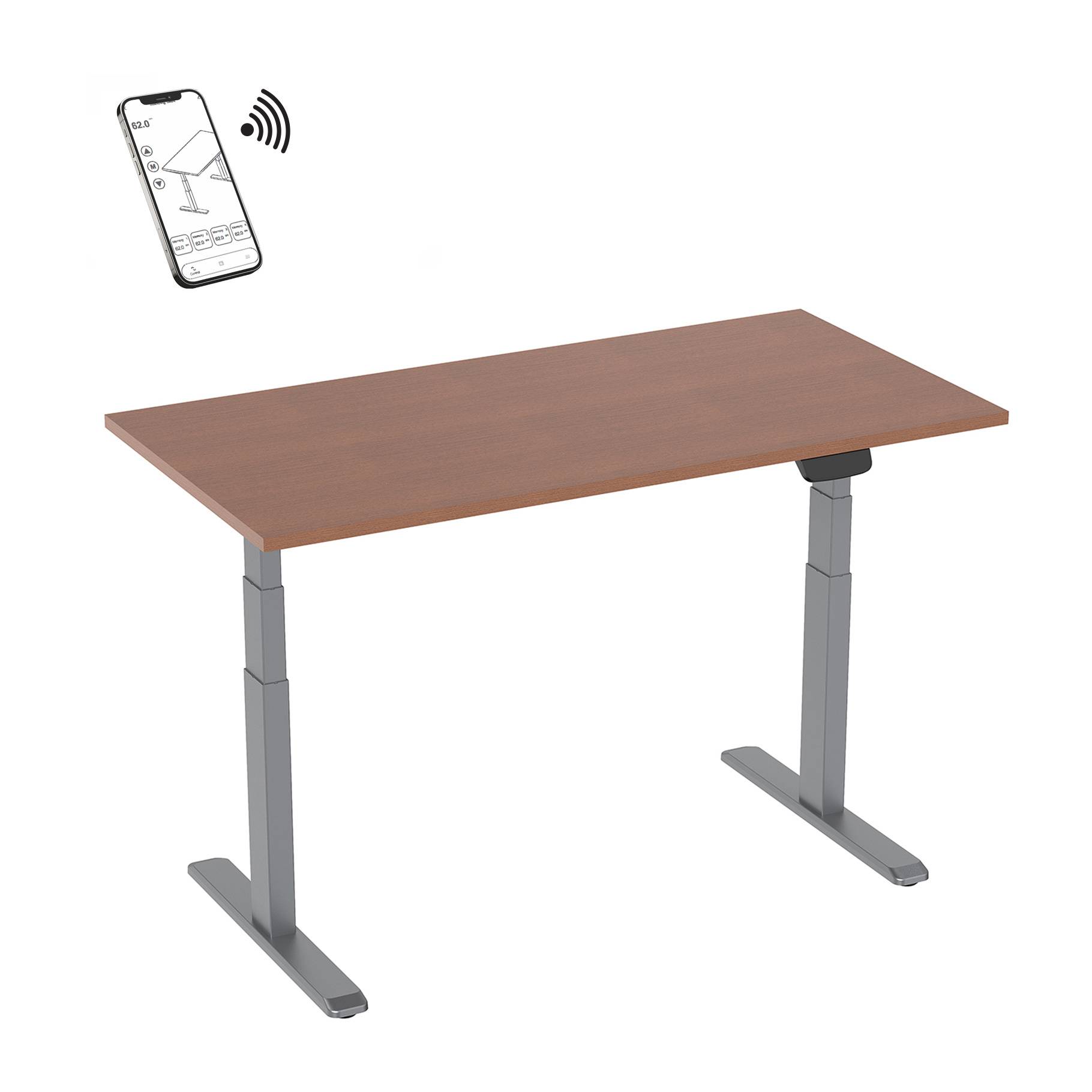 Bureau motorisé assis-debout 120x75cm Plateau noyer/Pied gris-0
