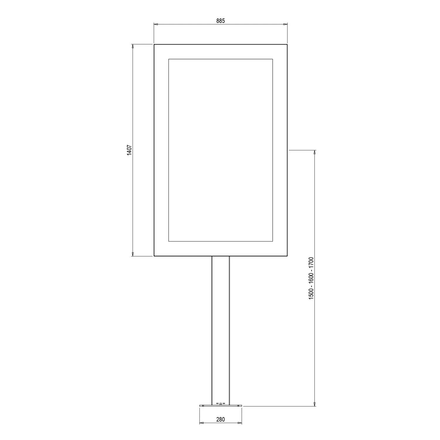 Support vitrine à visser, avec caisson portrait 55'' - Vesa 400x400 max-0