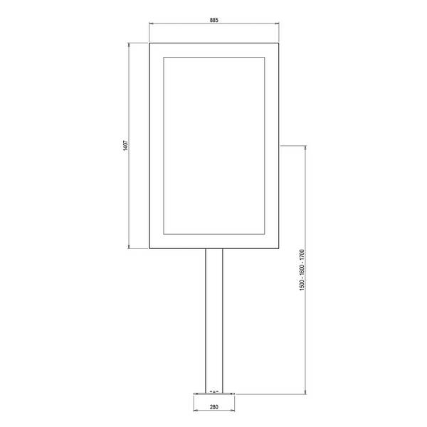 Support vitrine à visser, avec caisson portrait 55'' - Vesa 400x400 max