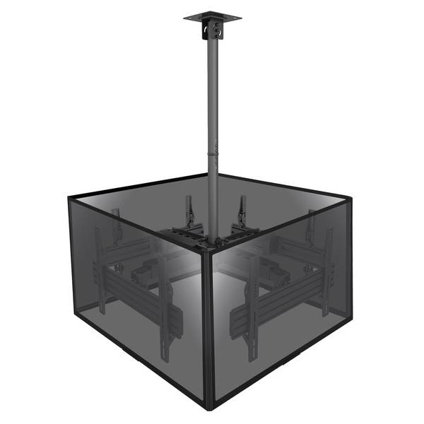Support plafond pour 4 écrans TV 32"-65" Hauteur réglable 86-325cm