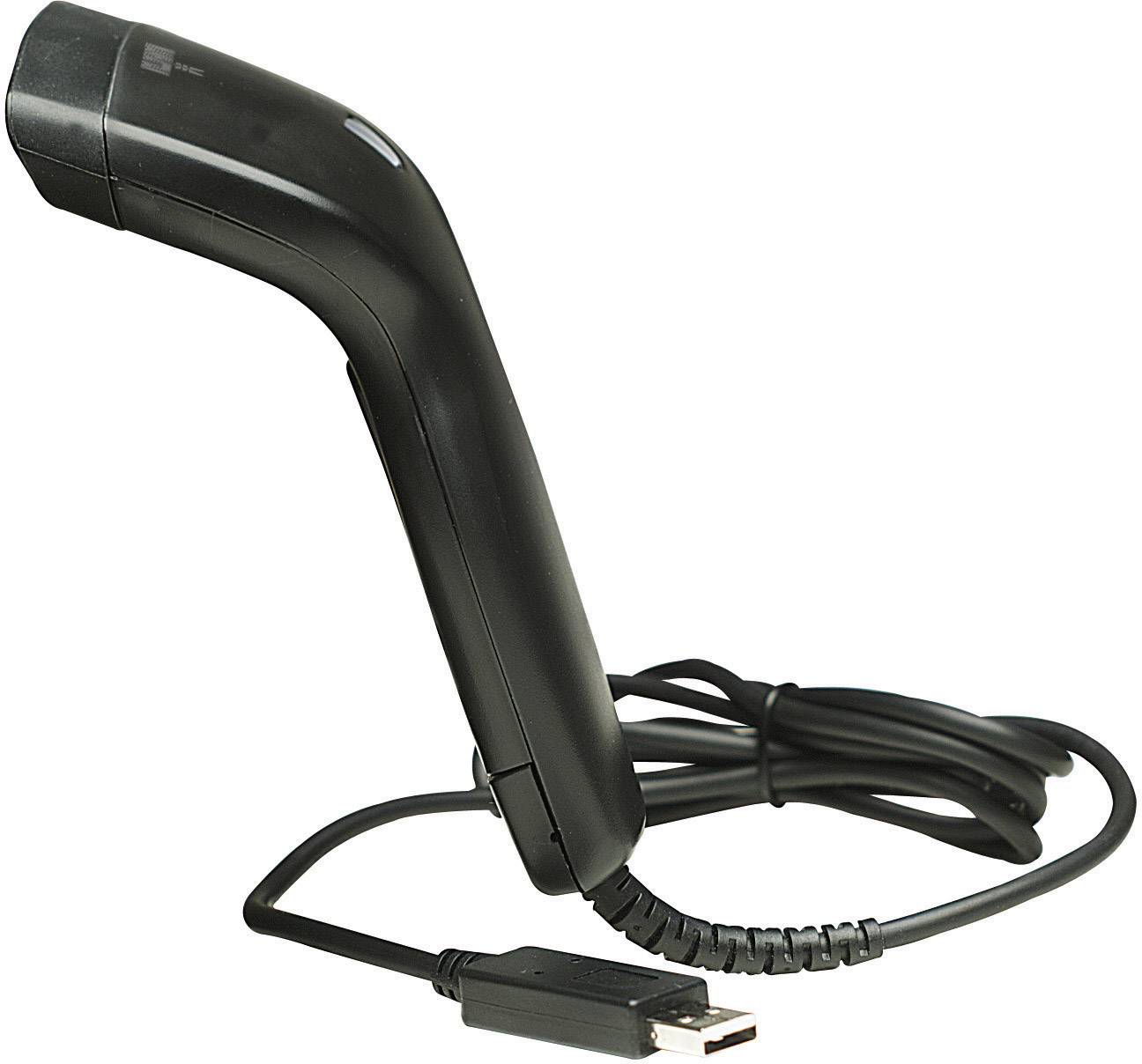 Un scanner portable noir avec câble USB.