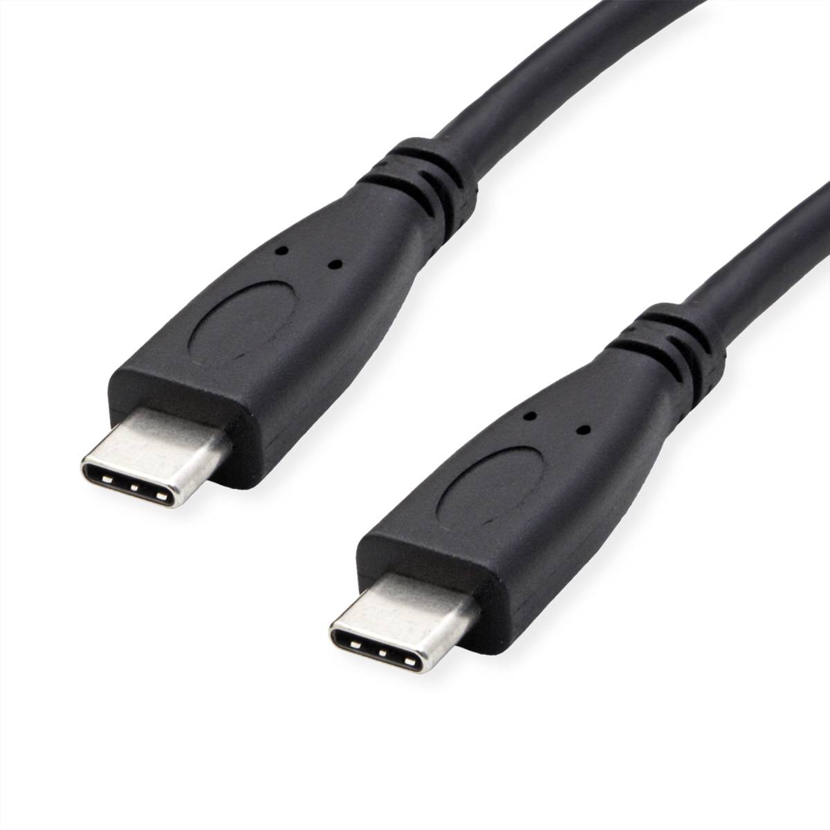 ROLINE GREEN Câble USB 3.2 Gen 2, avec PD, C-C, M/M, 4K UHD-1, 10Gbit/s, Emark, 100W, noir, 0,5 m-0